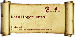 Neidlinger Antal névjegykártya